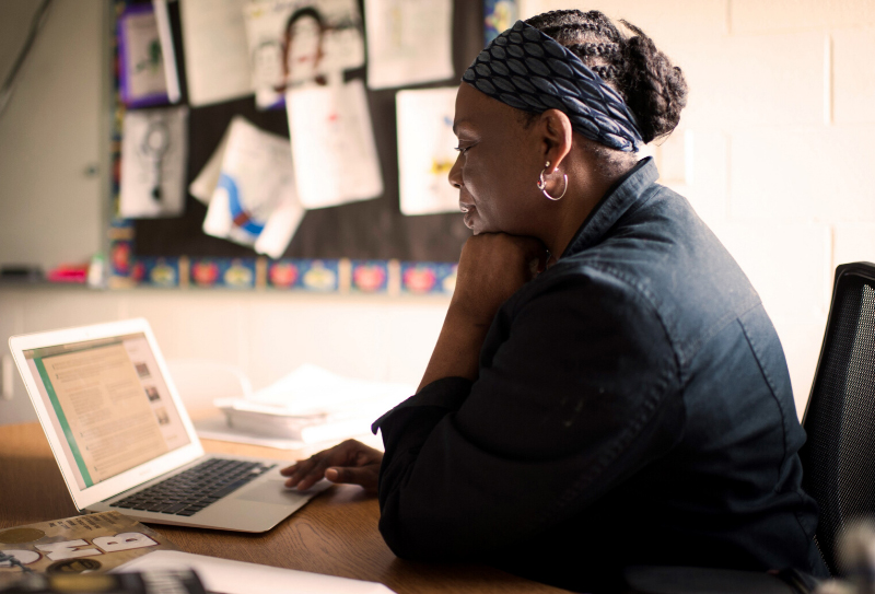 African American Female in Front of a Laptop