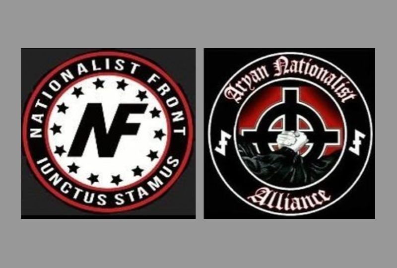 Logos for Nationalist Front and Aryan Nationalist Alliance