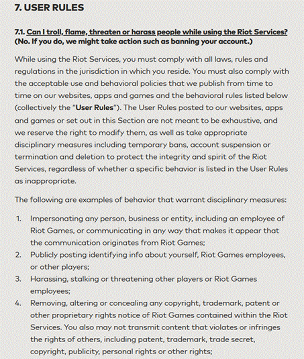 Riot Games' Terms of Service