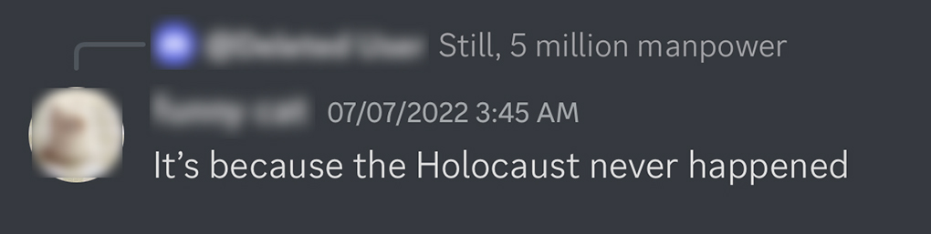 Example of holocaust denial username on Discord