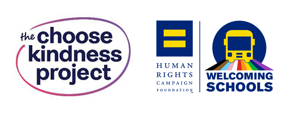 Logos for Choose Kindness Project, HRC's Welcoming Schools