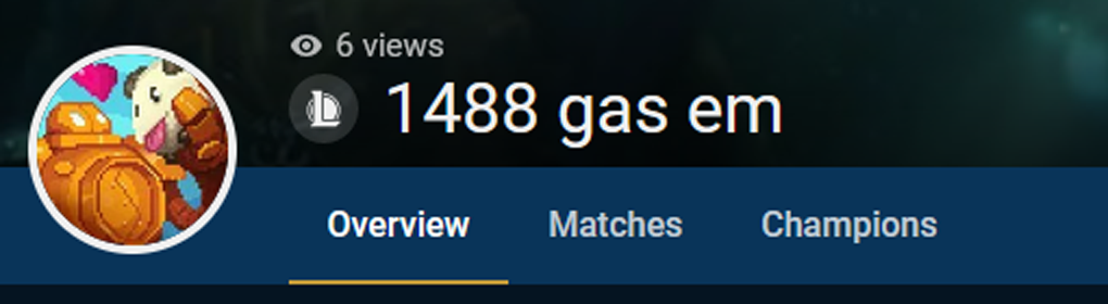 League of Legends player with username "1488 gas em"