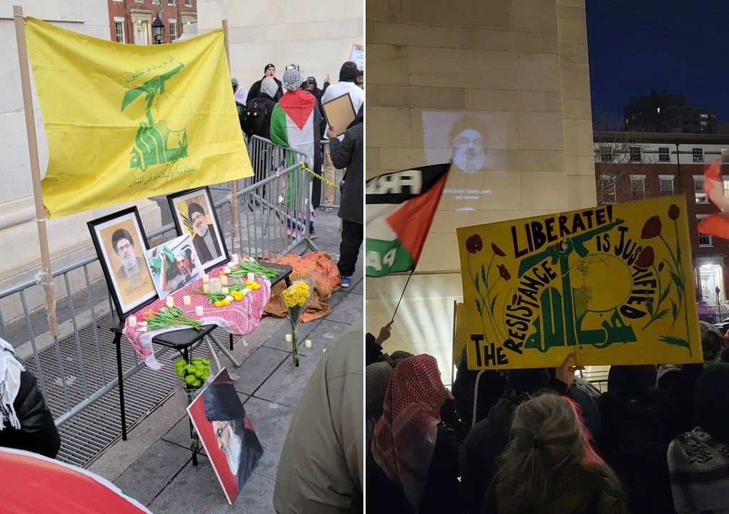 A vigil for Hassan Nasrallah and Hashem Safieddine in New York, NY, February 2025