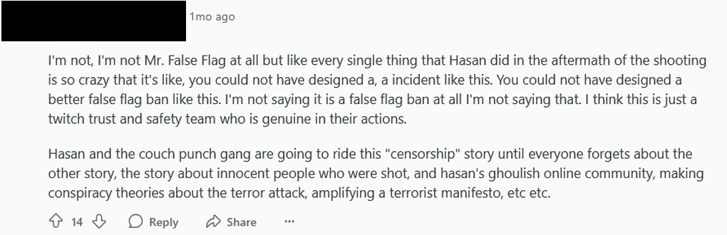 Screenshot from Reddit: False flag