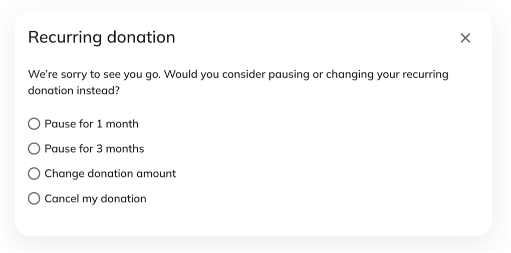 Cancel or pause donation