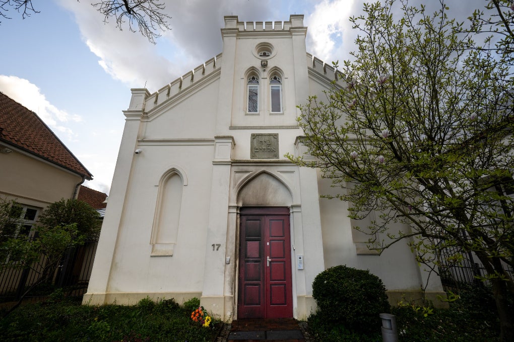 Photo: A general view of the Oldenburg Synagogue following an attempted arson attack on April 5, 2024, in Oldenburg, Germany. (David Hecker/Getty Images)