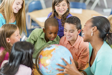 Elementary Class Students Teacher Globe