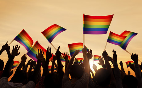 People Waving Gay Pride Rainbow Flags