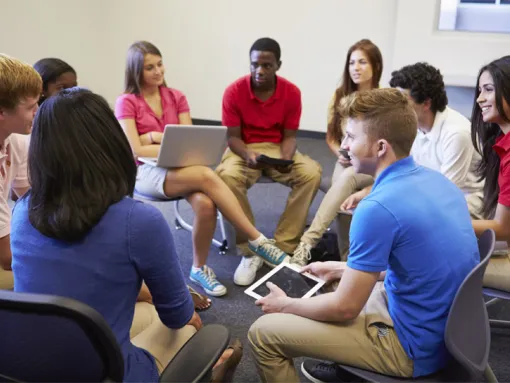 High School Students Taking Part in Group Discussion Circle