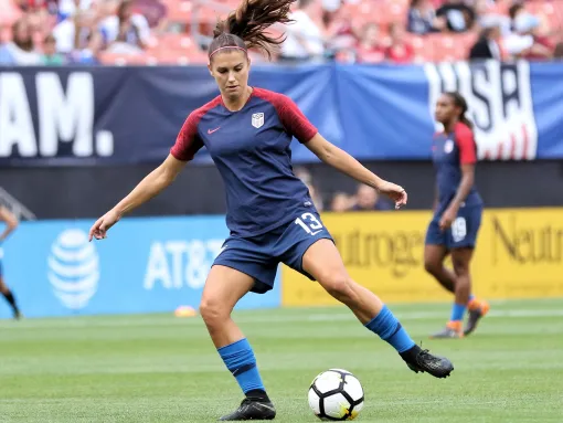US Women's National Soccer team players Alex Morgan in action