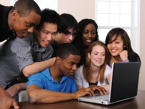 Group of Students at Laptop Computer