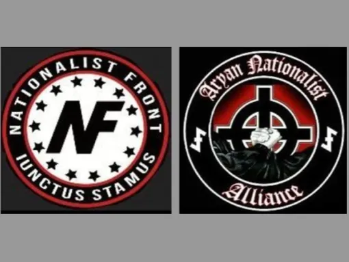 Logos for Nationalist Front and Aryan Nationalist Alliance