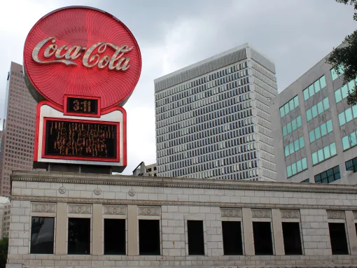Coca Cola sign on top of Olympia Building in downtown Atlanta, Georgia
