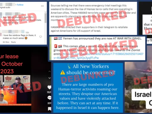 Examples of debunked misinformation about the Israel-Hamas war.