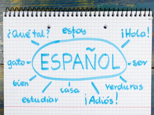 Word web concept of learning Spanish