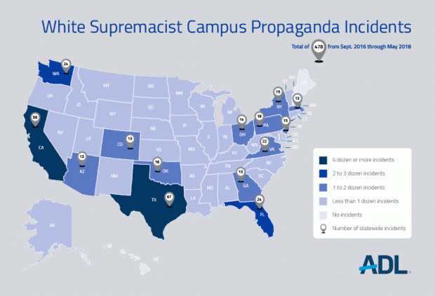White Supremacist Campus Propaganda Incidents