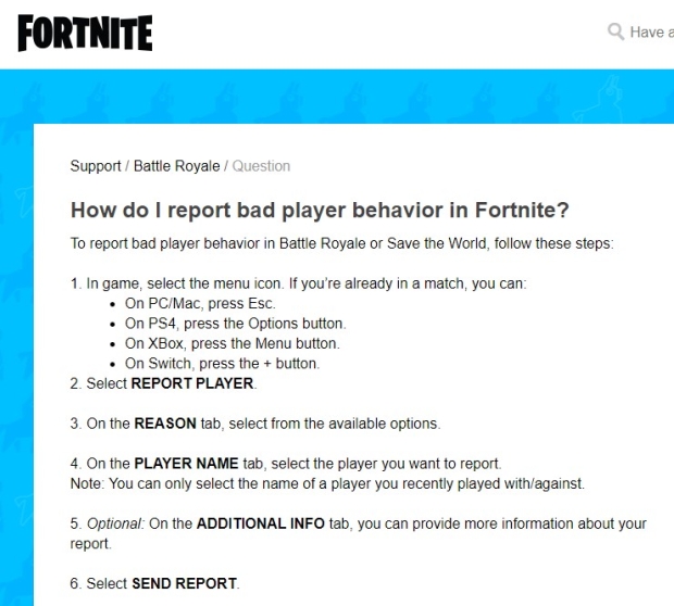 fornite guidelines
