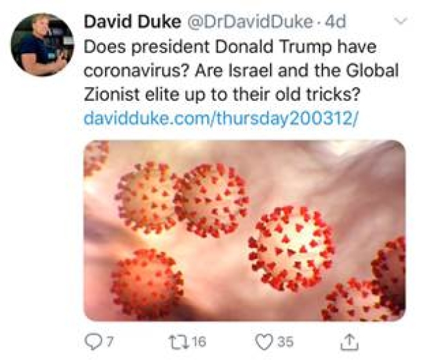 Coronavirus extremist anti-israel rhetoric