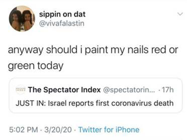 Coronavirus extremist anti-israel rhetoric