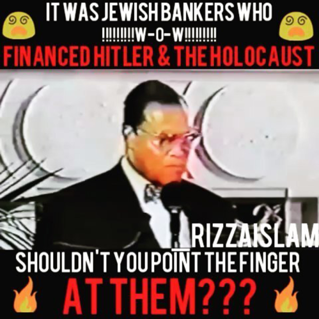 Antisemitic Instagram Post by Rizza Islam