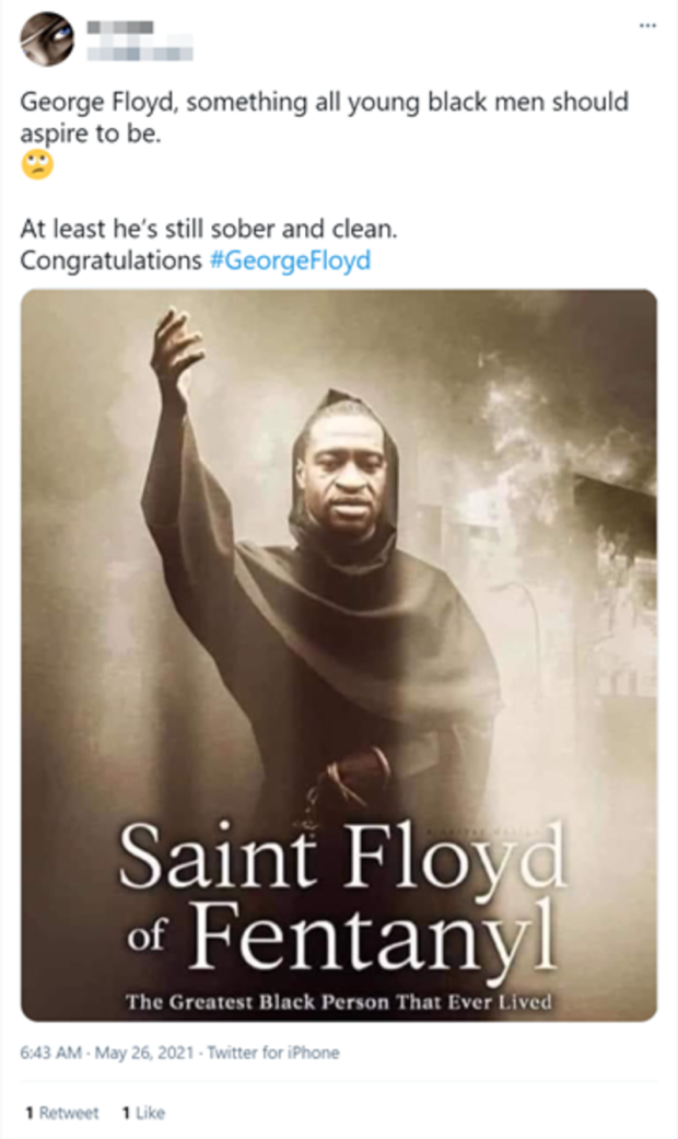 Bigoted social media post about George Floyd