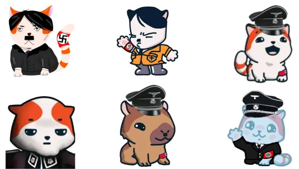 Various depictions of Marsey as Hitler available as emoji on Marsey Network sites