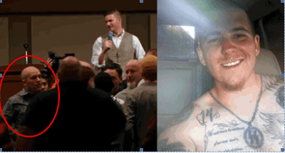 Miles in a screenshot from a YouTube video of event and in a Facebook photo