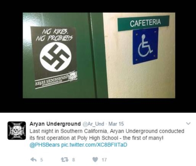 Aryan Underground Flier at Poly High School California 2017