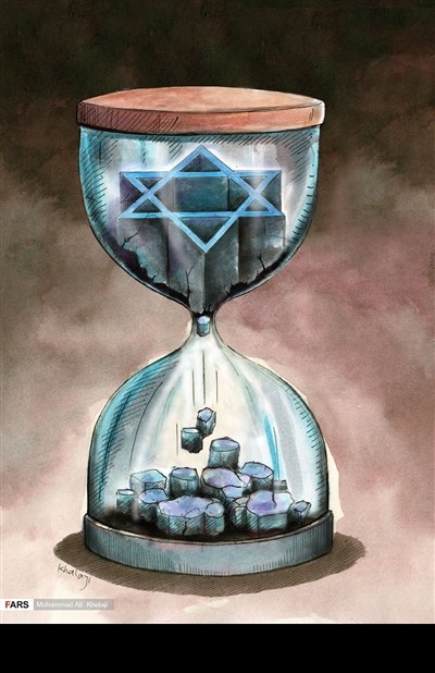 Anti-semitic cartoon Jewish star of David in hourglass