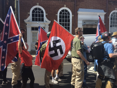 Swastika flag at Unite the Right