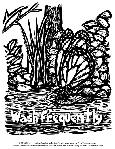 Animal Drawing with Message &quot;Wash Frequently&quot;