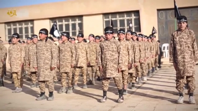 Children in military training in an ISIS propaganda video