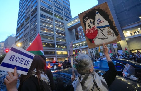 'Rapist,' 'Pedophile,' 'Zionist Trash': Pro-Terror Symbols, Clashes With Police, and Hateful Rhetoric Punctuate Protest at Park East Synagogue