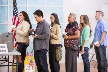 American Voters Stand in Line